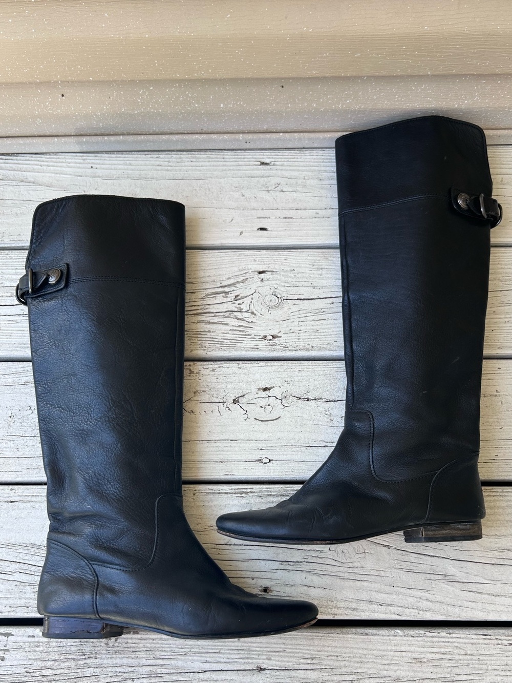 Coach Black Benita Leather Knee-High Riding Boots - Size 9